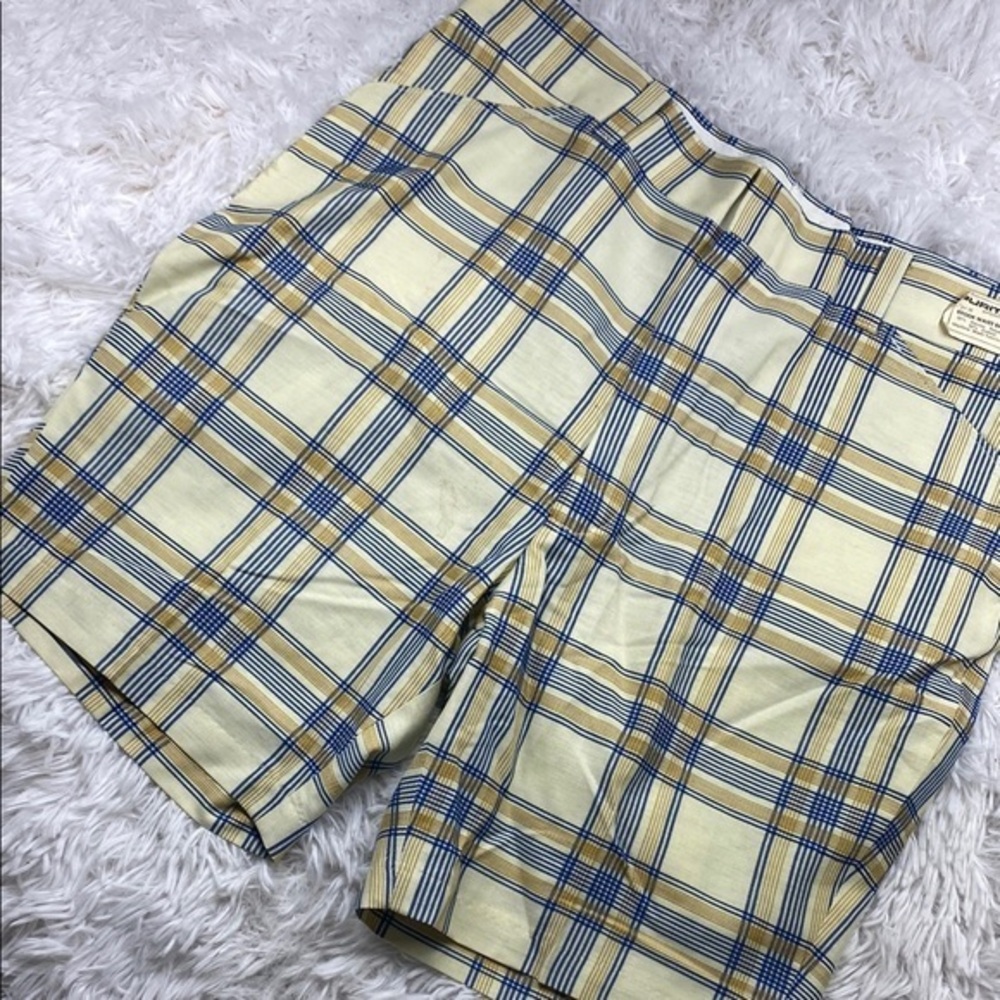 Vintage 50s Streetwear Mens Flat Front Above Knee Chino Shorts Plaid USA 38 NWT